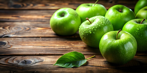 Fresh green apples on rustic wooden table , country, apples, green, fresh, organic, healthy, natural, food, fruit, agriculture