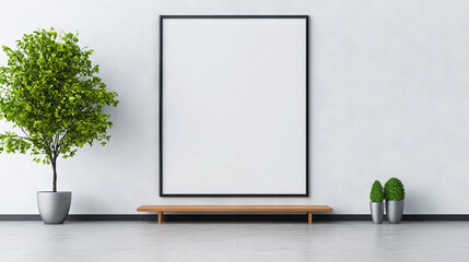 Poster - Blank canvas in a minimalist room with plants