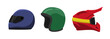© Irkhamsterstock - Set of motorbike helmet with flat cartoon style. Full face, open face, and motocross helmet. Vector illustration.