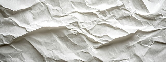 Crumpled White Paper Texture with Shadows and Highlights