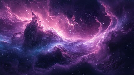Wall Mural - cosmic nebula with wavy clouds and scattered stars