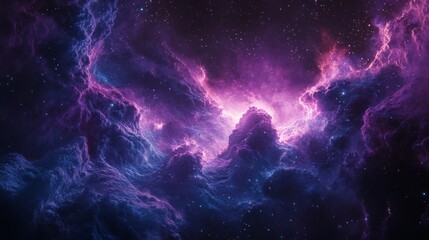 Wall Mural - cosmic nebula with swirling purple and blue clouds