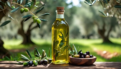 Wall Mural - Harvesting olives and crafting homemade olive oil in lush orchards, showcasing the beauty of sustainable farming practices