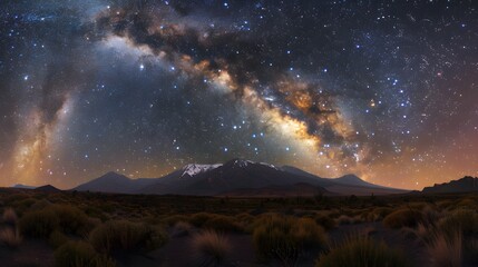 a breathtaking image of a starry night sky, with prominent celestial objects like the Milky Way or a galaxy, using advanced astrophotography techniques