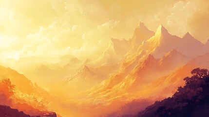 Wall Mural - Golden Hour Mountain Vista