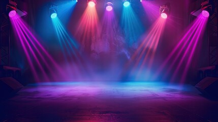 Canvas Print - Stage Lights with Blue and Purple Lighting