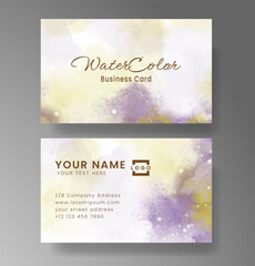beautiful business card template with watercolor