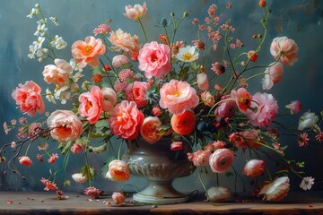 Wall Mural - Blooming Beauty: Fine Art Still Life of Colorful Flowers