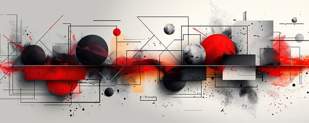 Wall Mural - red black polygonal art background