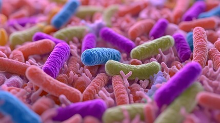 Poster - Colorful Bacteria Formation Under Microscope View