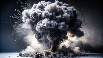 Canvas Print - A large, dark, smoke and debris cloud explosion