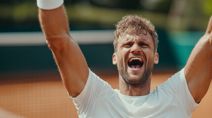 Tennis Player Celebrating a Victory on the Court