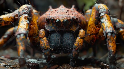 Wall Mural - Close-Up of a Spider's Face: Macro Photography of a Creepy Crawly