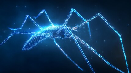 Poster - Futuristic Representation of a Blue Glowing Insect
