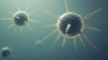 Poster - Microscopic View of Bacteria in a Science Lab Setting