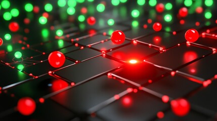 Poster - Abstract Digital Network with Red and Green Circles