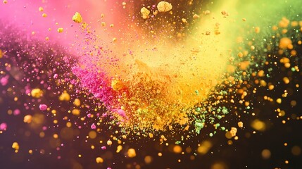 Canvas Print - Colorful Powder Explosion  Abstract Background  Vibrant Colors   Pink Yellow Green