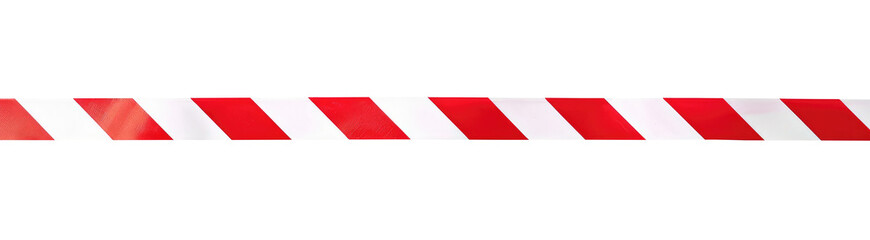 Horizontal red and white caution tape isolated on transparent background