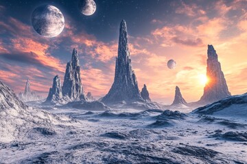 Alien Landscape with Majestic Rock Formations