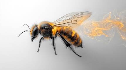 Canvas Print - A stylized bee with fiery effects, blending nature and art.