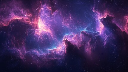 Wall Mural - a cosmic nebula with vibrant pink and blue clouds