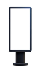 empty digital signage unit on a simple black base against a transparent background for versatile dis