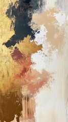 Wall Mural - Abstract textured canvas with bold gold, black