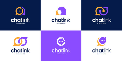 Poster - Set of chat logo template. Modern bubble consulting company logo design.