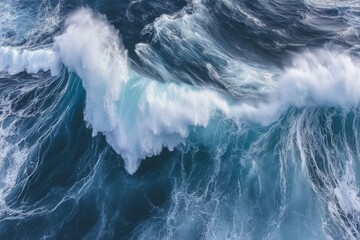 Wall Mural - ocean wave breaking in dramatic scene