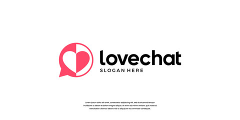 Abstract love with bubble chat logo template.