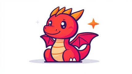 Canvas Print - Playful cartoon dragon design, perfect for Tshirts, apps, and logos, bringing a fun touch to any project.