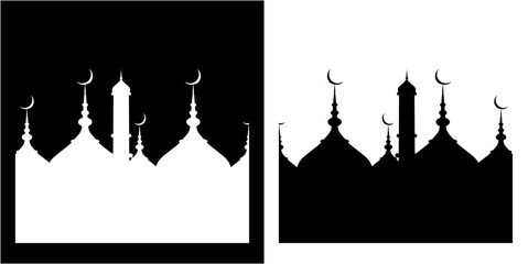 Poster - silhouette a mosque background