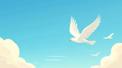 Minimalist D bird illustration, featuring a sleek design soaring gracefully against a clean sky backdrop.