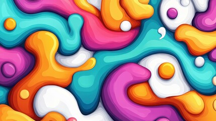 Canvas Print - A vibrant design bursts with swirls and waves in a retro psychedelic style, creating a fun, eyecatching flat image.