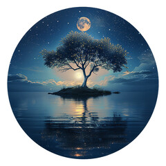 moonlit enchantment design a serene nighttime lands isolated on transparent background