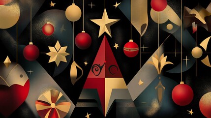 Wall Mural - Abstract Christmas Ornament Composition