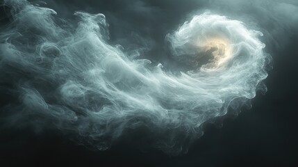 Canvas Print - Ethereal swirling clouds illuminated by a soft light.