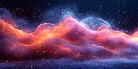 Wall Mural - abstract cosmic landscape with glowing nebulae and starry sky
