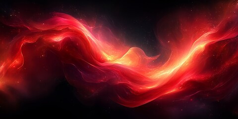 Wall Mural - Abstract Crimson Nebula Swirling Cosmic Dance of Red and Gold