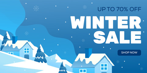 gradient winter sale horizontal banner promotion illustration