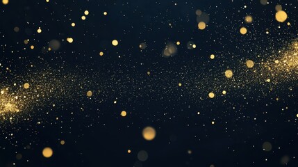 Abstract Golden Glitter Bokeh on Dark Background