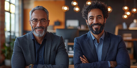 Canvas Print - Two smiling businessmen in suits.