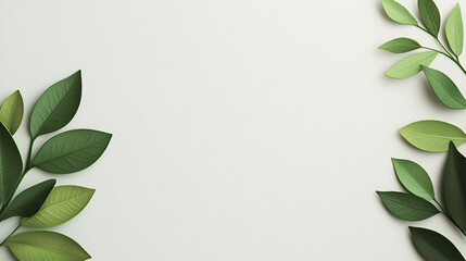 Poster - Minimalist conference background with green hues and leaves, creating serene and fresh atmosphere. Perfect for presentations or nature themed events