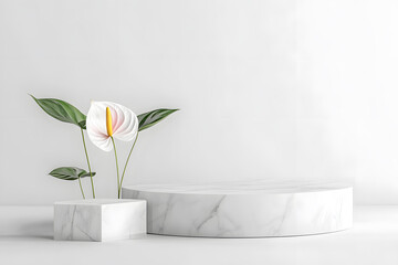 Anthurium Flower on Elegant Marble Podium Display