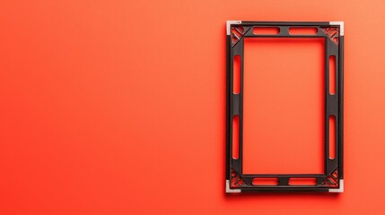 Wall Mural - Black Picture Frame on Red Background