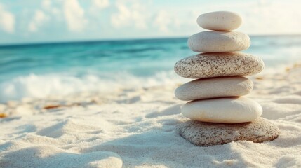 Wall Mural - Pebbles on beach sand