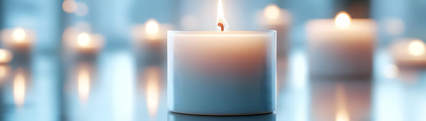 Blurred White Candle Flame Symbolizing Hope and Clarity � Medium Shot Focusing on Inner Light for Janeiro Branco Concept