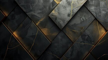 Sticker - Abstract Black and Gold Geometric Pattern