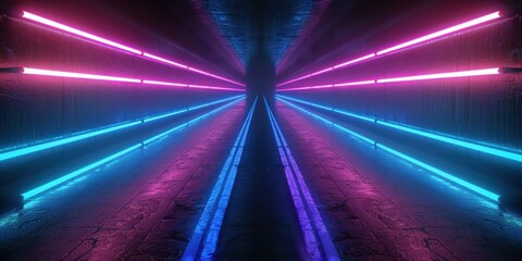 Wall Mural - Neon Lights Tunnel