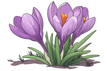 Wall Mural - crocus  on white background